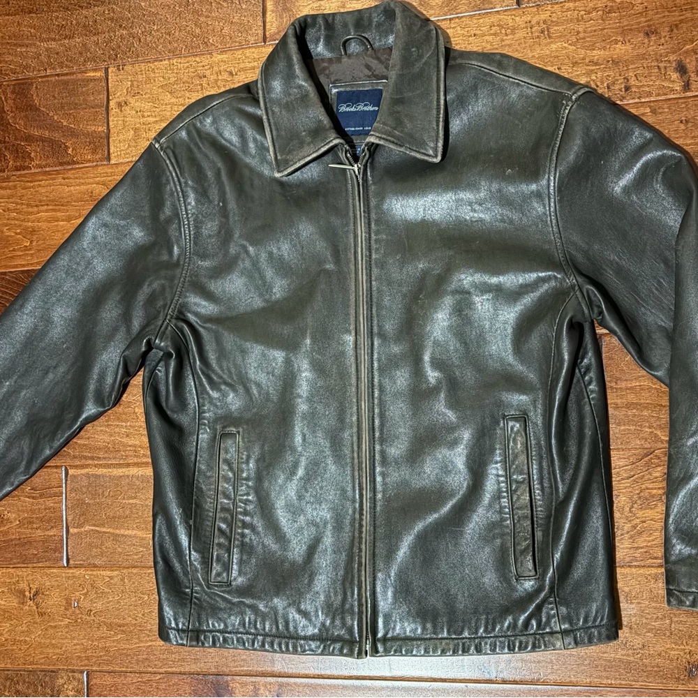 Eddie Bauer Dark Green Leather Jacket